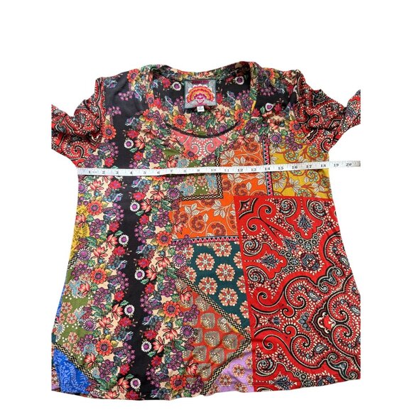 Johnny Was Moa Favorite Top Boho Long Sleeve Bamboo Floral Patchwork Size XS - Picture 7 of 9